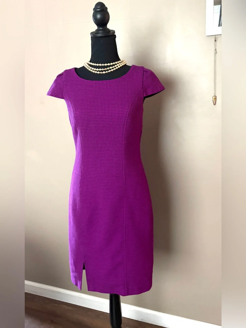 MARY KAY purple textured sheath dress consultant professional vintage-look sz 4P